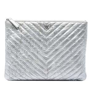 Chanel O Case Clutch Chevron Aged #256335C12B